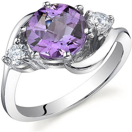 1.75 carat Round Amethyst Natural Gemstone Ring in Sterling Silver 